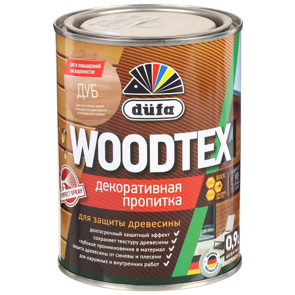 Пропитка Dufa, Woodtex, для дерева, защитная, дуб, 0.9 л эмаль для окон и дверей dufa глянцевая сверхпрочная база а 1 9 кг