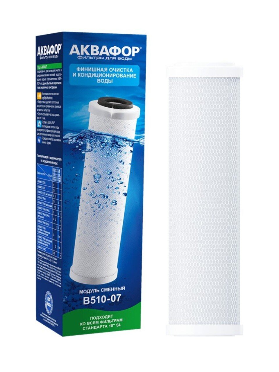 Картридж сменный Аквафор, В510-07, 522204, 1 мкм, фильтрующий модуль