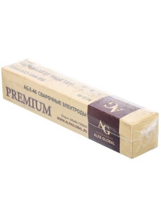 Электроды AG, E-46 Premium, 2.5х350 мм, 5 кг, картонная коробка