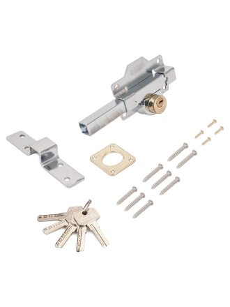 Замок накладной Аллюр, CS-170 LL, 1288, цилиндр, 45 мм, 5 перфоключей, коробка, хром