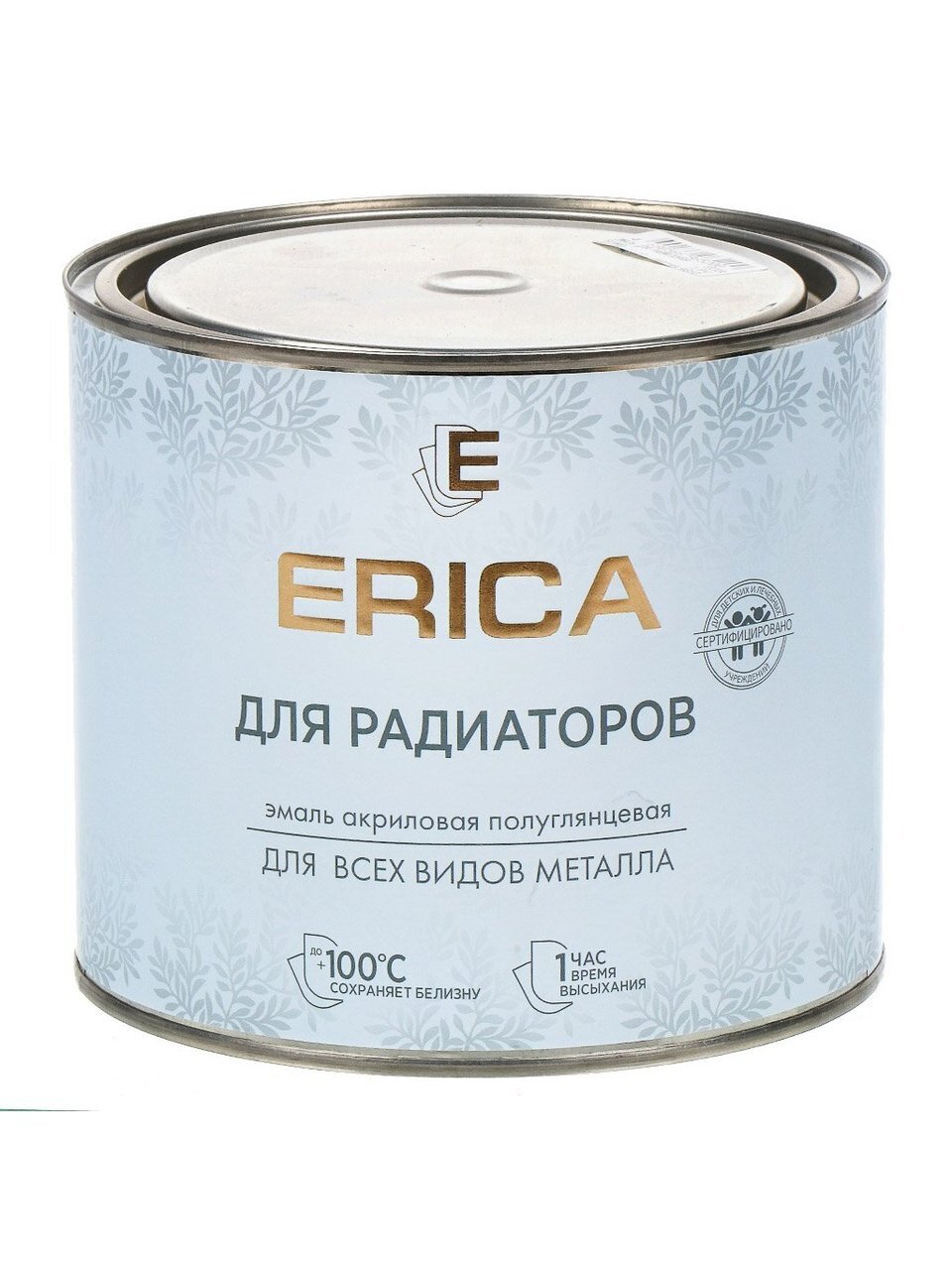Эмаль Erica, для радиаторов, термостойкая, акриловая, полуглянцевая, белая, 1.8 кг