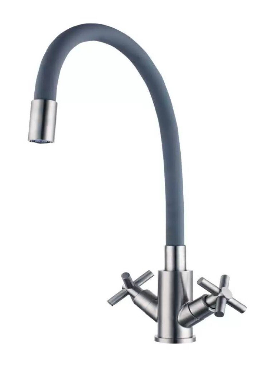 Смеситель для кухни, Stemix, гибкий излив, с кран-буксой, SUS 808-271F-1 GRAY