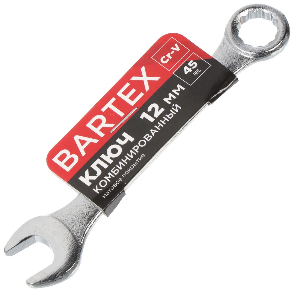 Ключ комбинированный, Bartex, 12 мм, CrV сталь, Эко ключ комбинированный bartex 30 мм матовый crv сталь