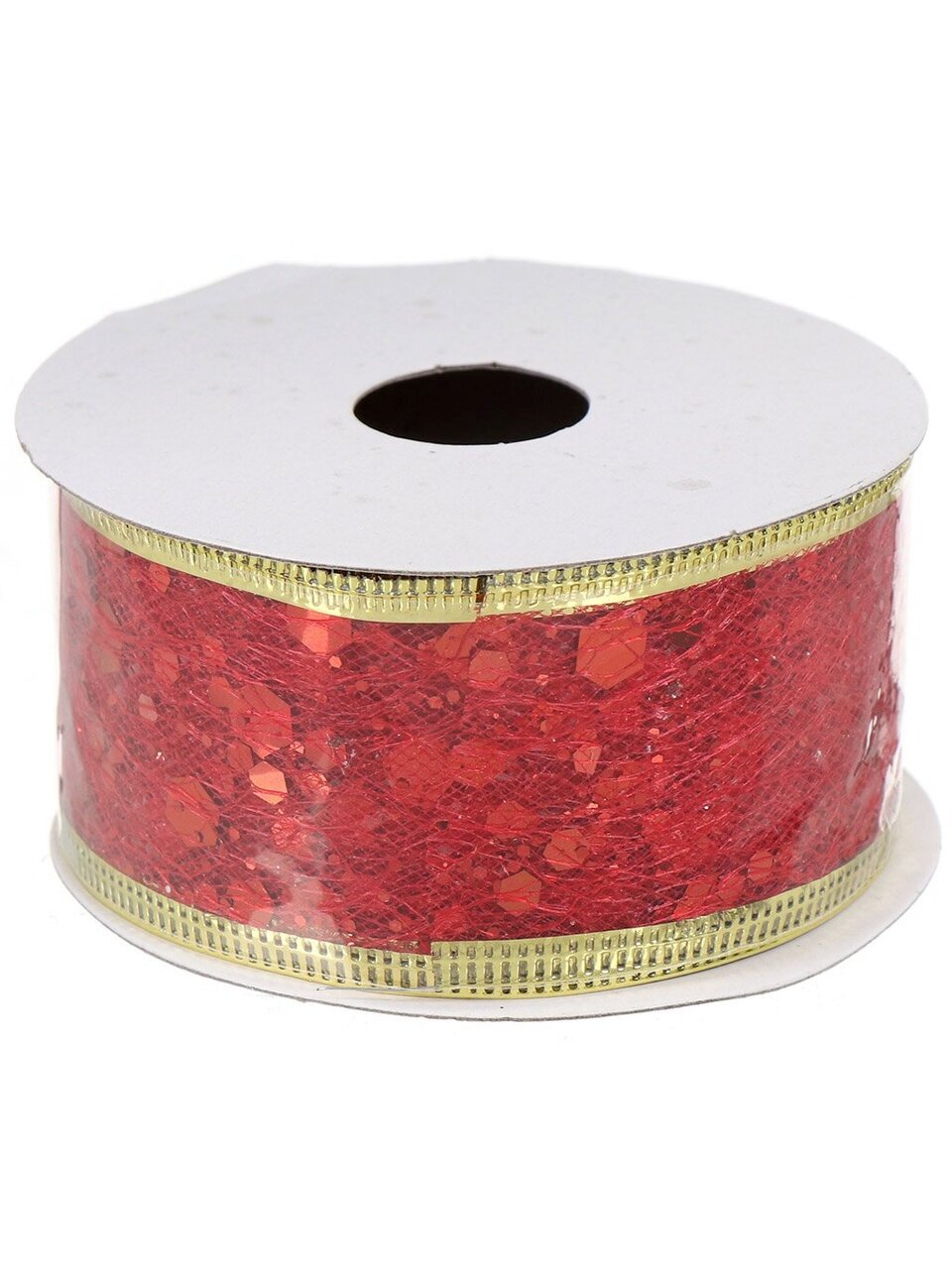 Лента декоративная полиэстер, 270х3.8 см, красный с золотом, Y4-4205