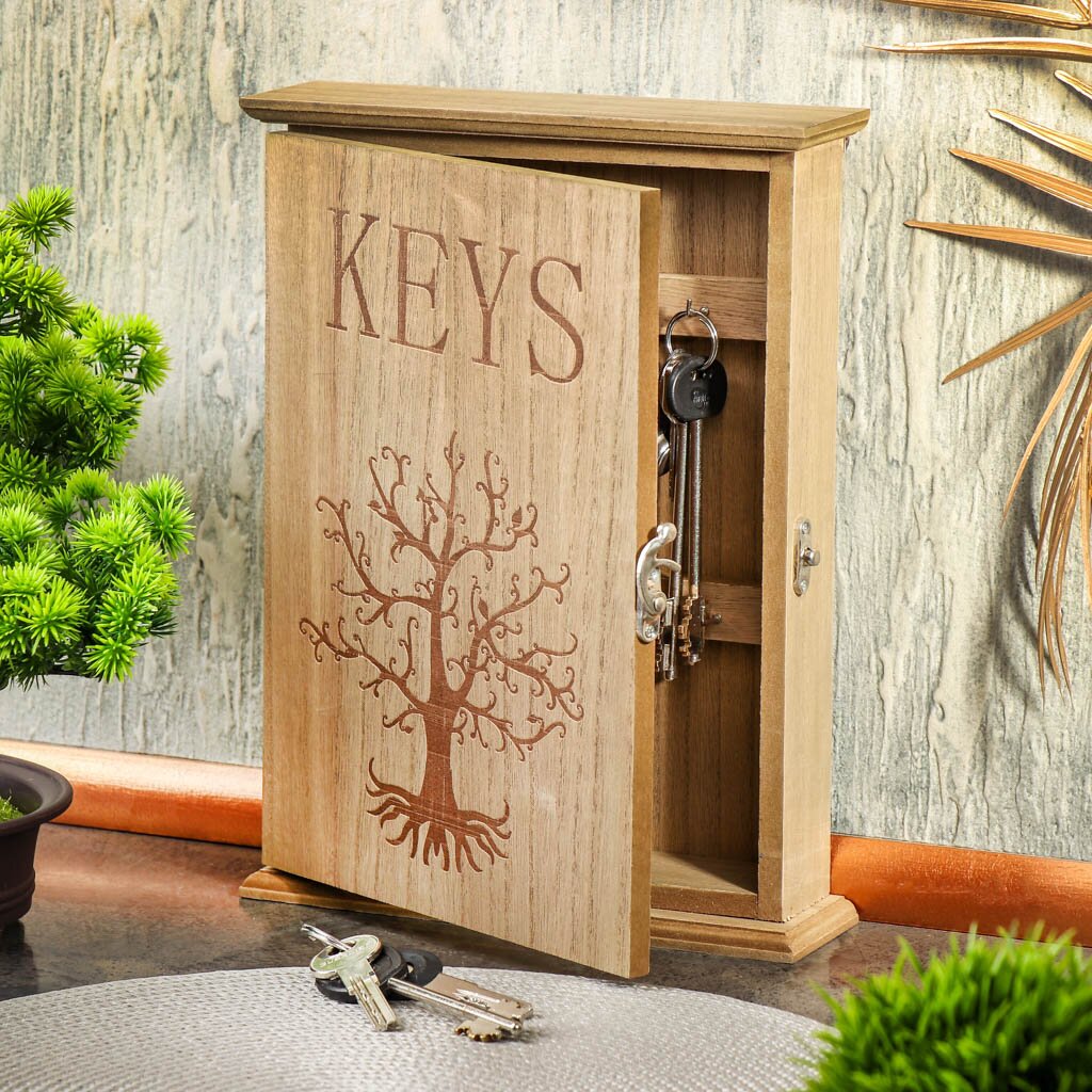 Ключница 22х29.5х6 см, дерево, 6 крючков, декоративная, Y6-10521 ключница дерево путешественники 20х25х5 см