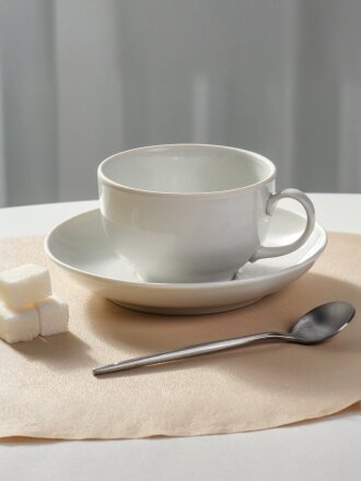 Чайная пара фарфор, 2 предмета, на 1 персону, 210 мл, Daniks, Янтарь, Белая, индивидуальная упаковка, 128962