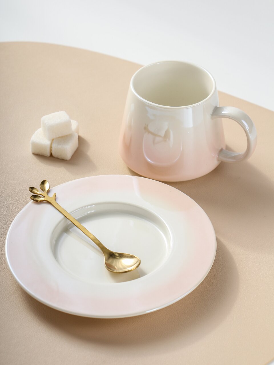 Чайная пара керамика, 3 предмета, на 1 персону, 250 мл, Перламутр омбре, B060510, в ассортименте