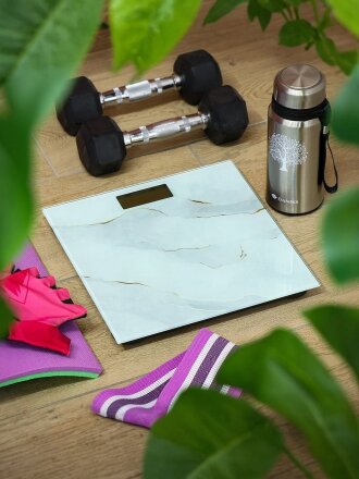 Весы напольные электронные, Rion, PT-973 Мрамор, стекло, до 180 кг, белые