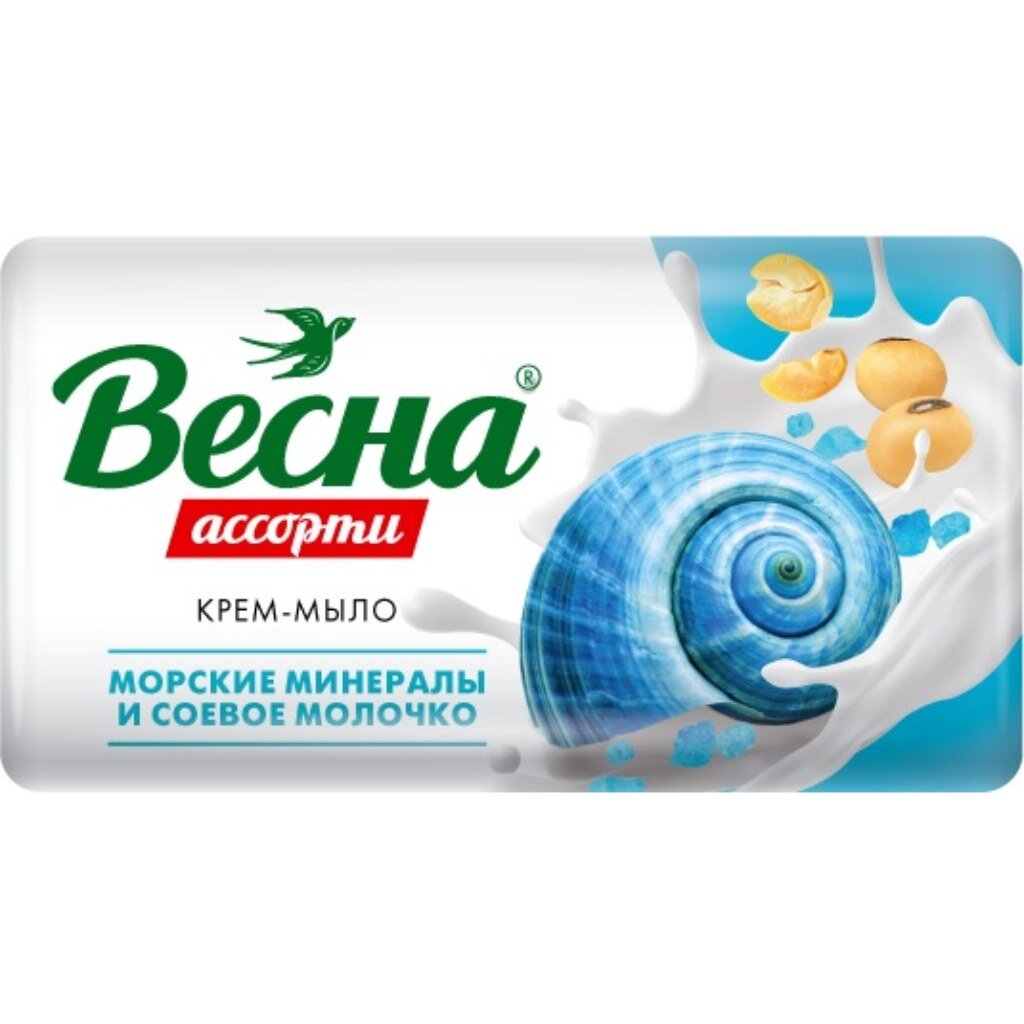 Мыло Весна, Ассорти морские минералы и соевое молочко, 90 г