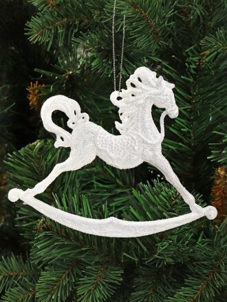 Елочное украшение Лошадка, белое, 14х12 см, SYYKLB-1822119