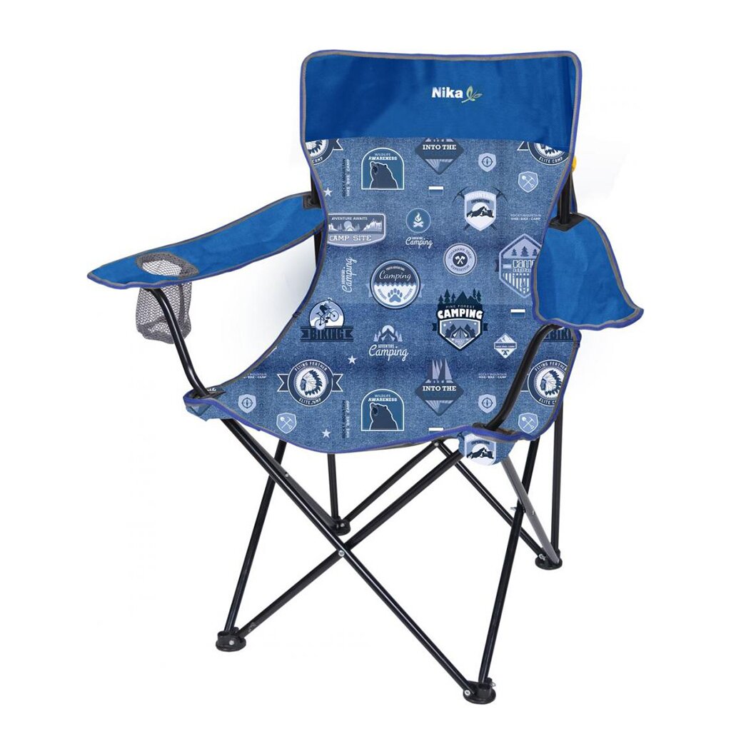 Стул-кресло 40х40х76 см, Премиум 5, джинс-синее, ткань водоотталкивающая, с сумкой-чехлом, 100 кг, Nika, ПСП5/ДС