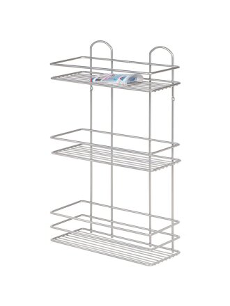 Полка для ванной металл, настенная, 3 яруса, прямая, 30х13.5х52 см, Пу-пр-054