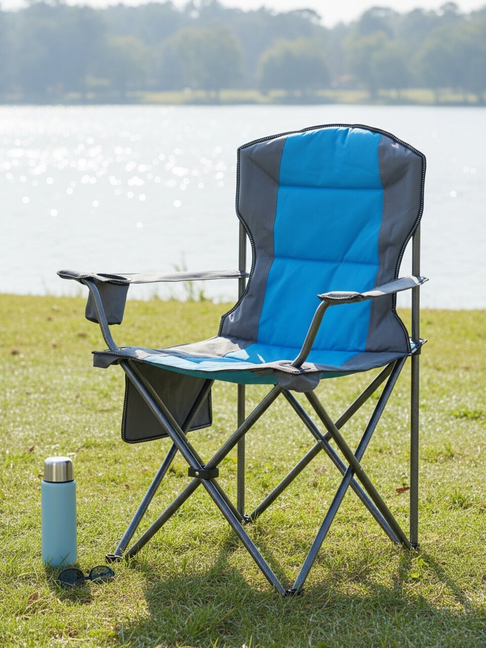 Кресло складное 100х58х84 см, Люкс, подстаканником, 200 кг