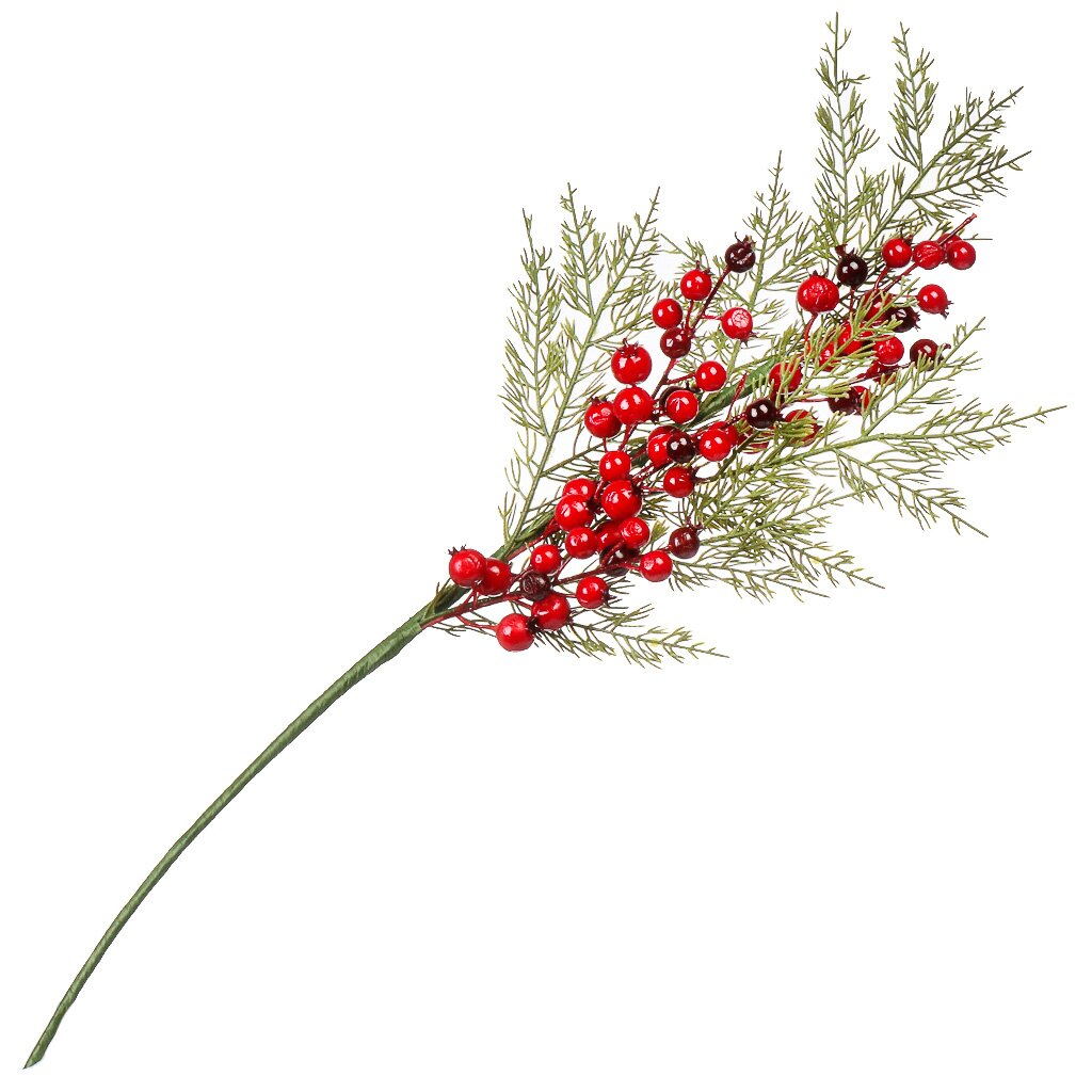 Цветок искусственный декоративный Ветвь с ягодами, 62 см, красный, Y4-7942 украшение бант 30см пвх красный