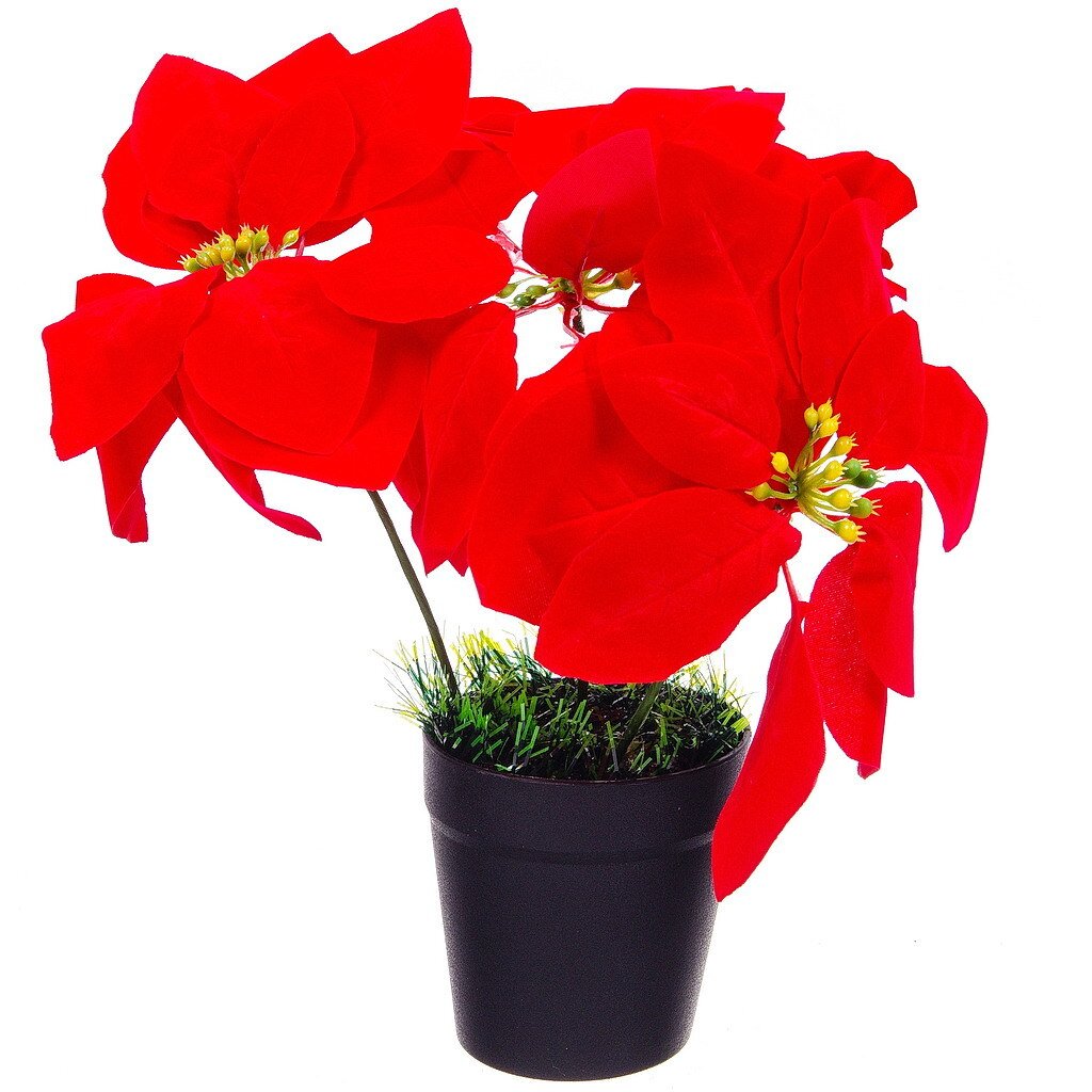 Цветок искусственный декоративный Пуансеттия, 30х30х26 см, красный, SYSDH-302118