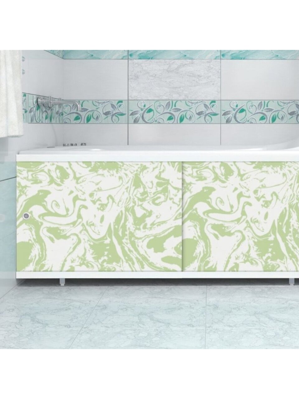 Экран для ванны 1.48 м, раздвижной, мрамор зеленый, Метакам, Кварт