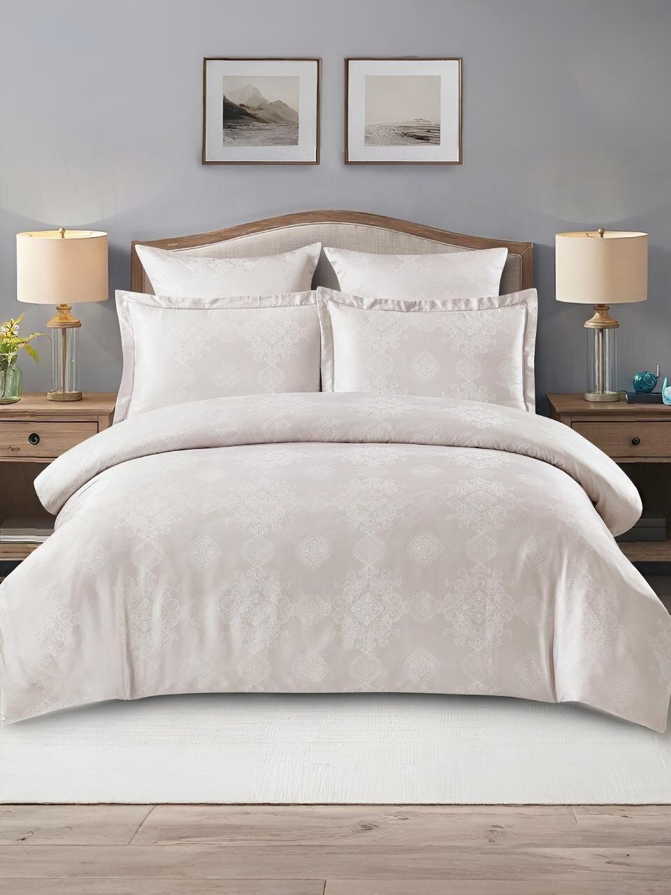 Постельное белье евро, простыня 230х250 см, 2 наволочки 70х70 см, 2 наволочки 50х70 см, пододеяльник 200х220 см, Cleo, жаккард, коллекция Tencel Jacquard, 31/024-TJ