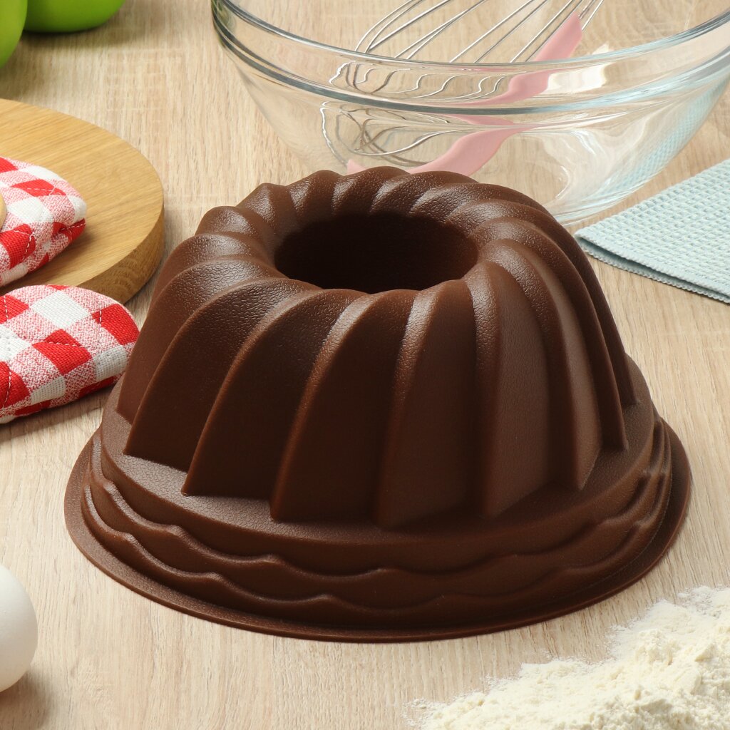 Форма для запекания силикон, 23.5х10.5 см, круглая, шоколад, Daniks, Savory, Y4-4963 форма для торта tescoma