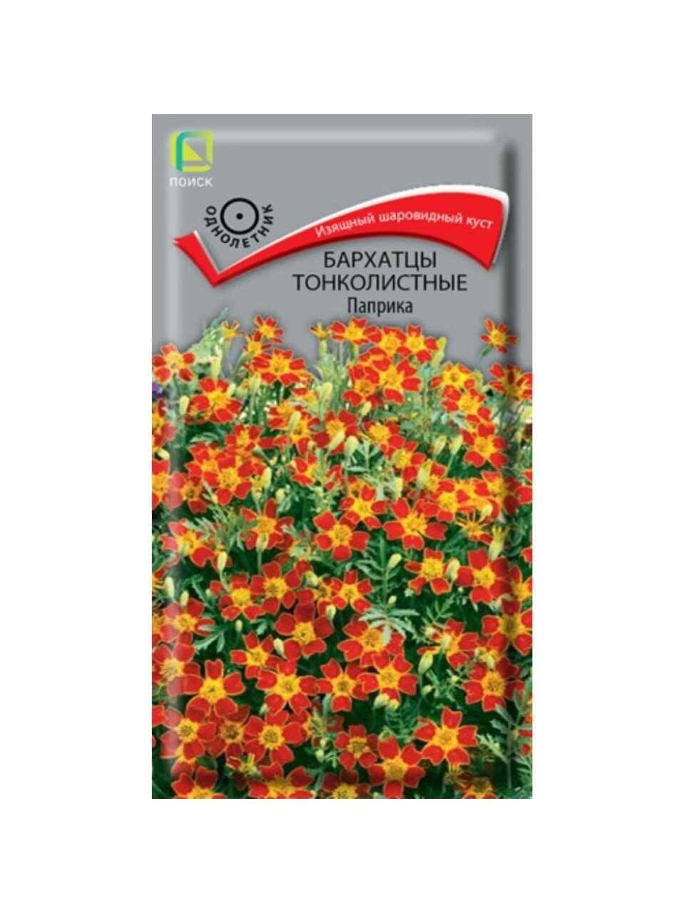 Семена Цветы, Бархатцы, Паприка, 0.1 г, (Тагетес), тонколистные, цветная упаковка, Поиск