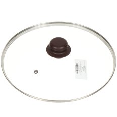 Крышка для посуды стекло, 28 см, Daniks, Коричневый, металлический обод, кнопка бакелит, Д4128K
