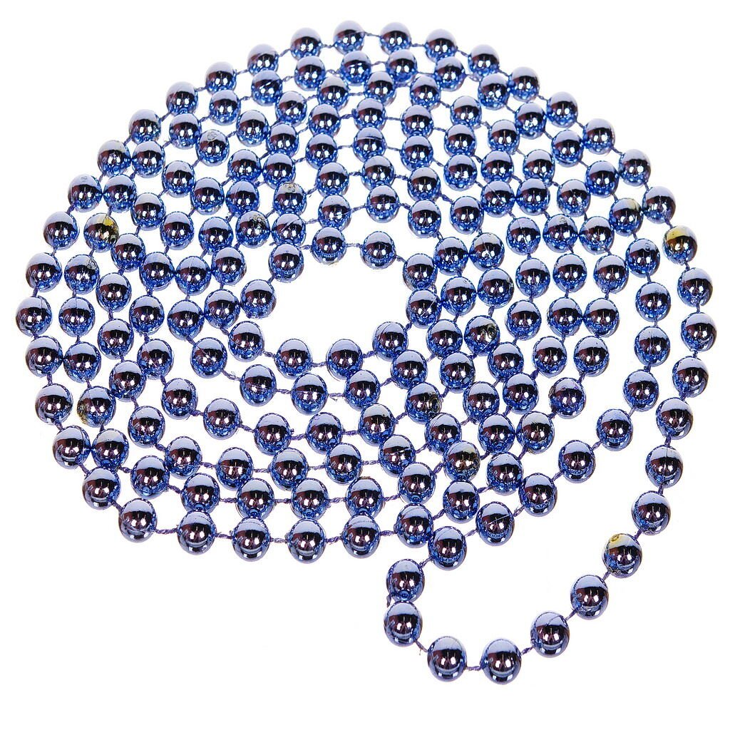 Бусы новогодние пластик, 0.8х200 см, круглые, синие, SY18ZL-06IB
