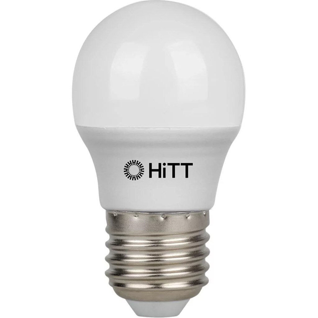 Лампа светодиодная E14, 11 Вт, 110 Вт, 230 В, шар, 6500 К, свет холодный белый, HiTT, HiTT-PL-G45 лампа светодиодная e14 11 вт 110 вт 230 в свеча 4000 к свет нейтральный белый hitt pl c35