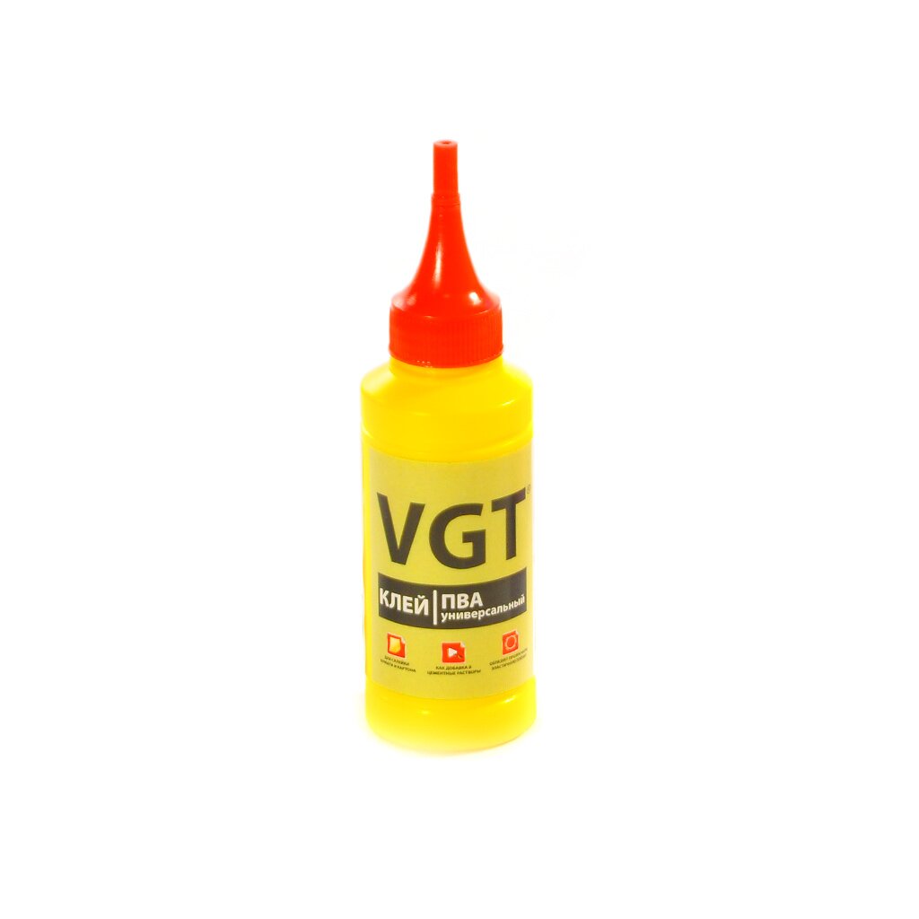 Клей ПВА VGT, универсальный, однокомпонентный, 100 г, 1154 клей wiko цианакрилатный универсальный однокомпонентный 50 г 30020 ca super glue