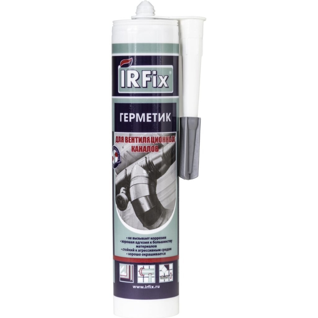 Герметик акриловый, для вентиляционных каналов, Irfix, 20051, 310 мл, серый терморасширяющийся огнезащитный герметик irfix