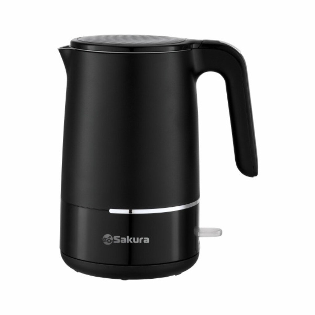 Чайник электрический Sakura, SA-2176BK, черный, 1.7 л, 1800 Вт, скрытый нагревательный элемент, пластик