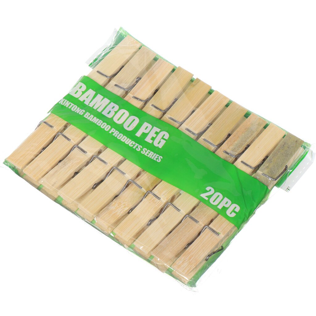 Прищепки бамбук, 20 шт, 7 см, Bamboo, JC-479