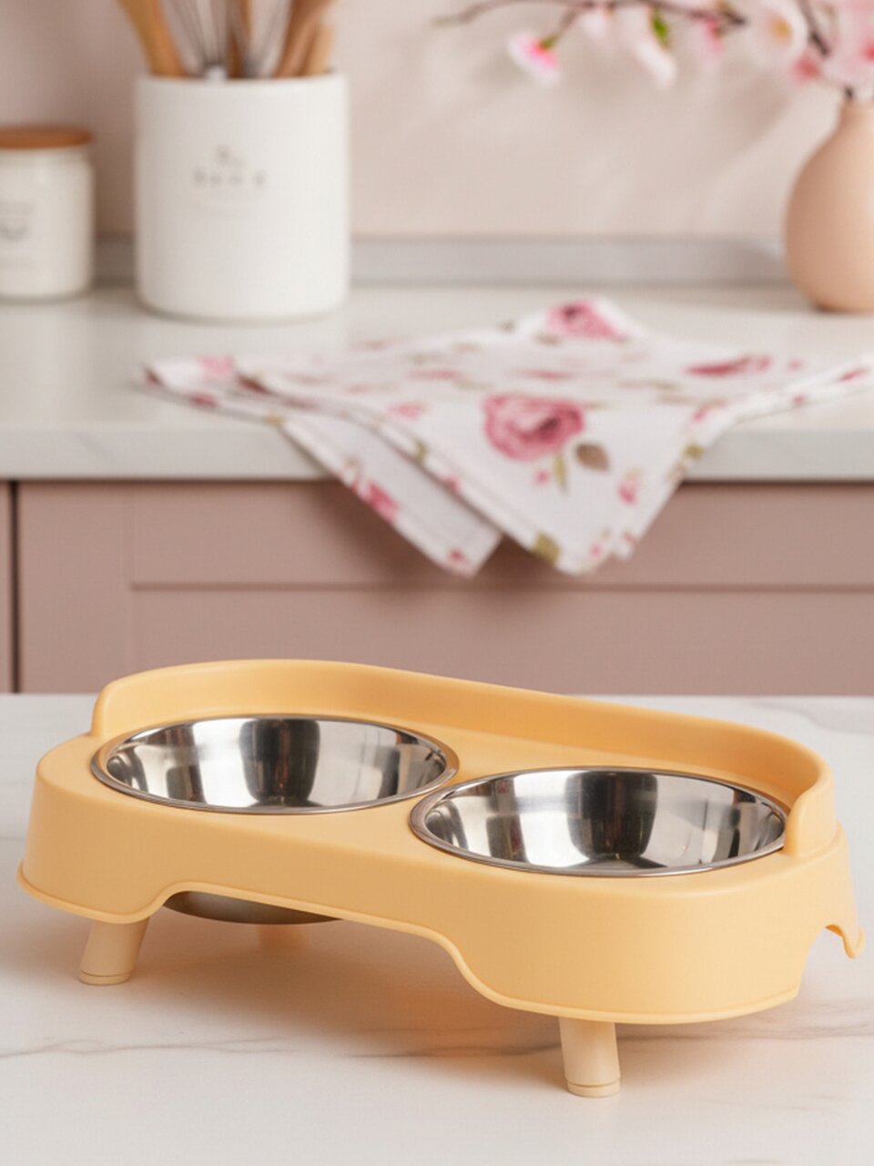 Миска для животных Y4-11426, пластик, металл, двойная