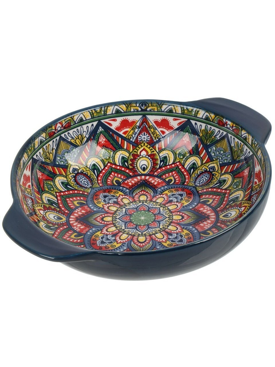 Салатник фарфор, круглый, 6 см, 25х20.5х6 см, с ручками, Arabesque, Nouvelle Home, 860083, синий