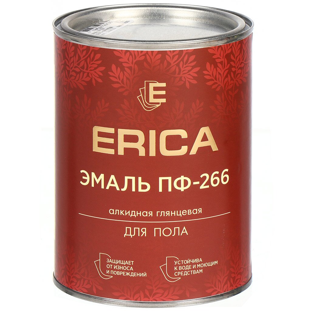 Эмаль Erica, ПФ-266, для пола, алкидная, глянцевая, желто-коричневая, 0.8 кг эмаль erica пф 266 для пола алкидная глянцевая золото коричневая 1 8 кг