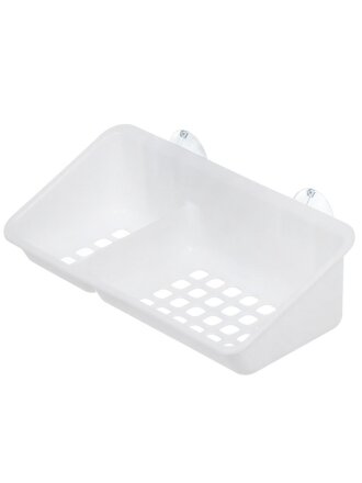 Полка для ванной пластик, настенная, на присоске, 23.4х12.6х7.3 см, 2 секции, снежно-белая, Berossi, Krita, АС 64201000