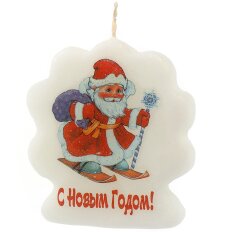 Свеча декоративная, 6.7х7 см, фигурная, Дед Мороз, барельеф, 501123-18