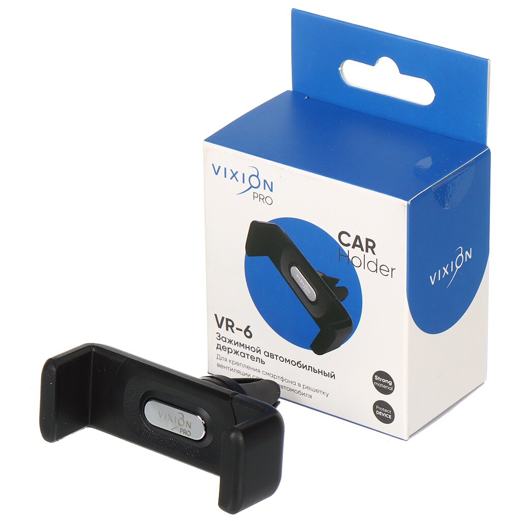 Держатель для телефона Vixion, VR-6, в дефлектор, черный держатель для телефона vixion vr 18 магнитный в дефлектор с прищепкой