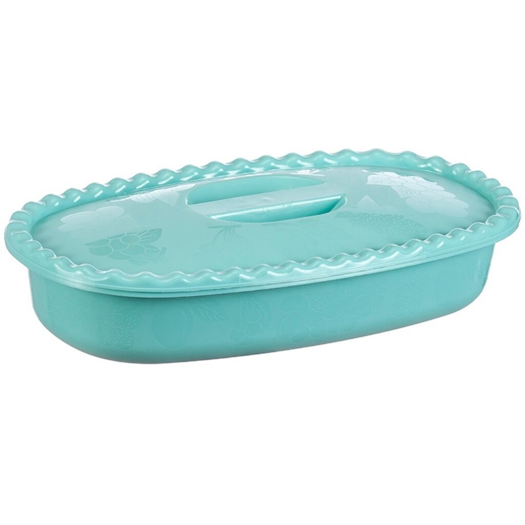 Миска пластик, прямоугольная, 2.7 л, с крышкой, Аквамарин, Idea, М1323