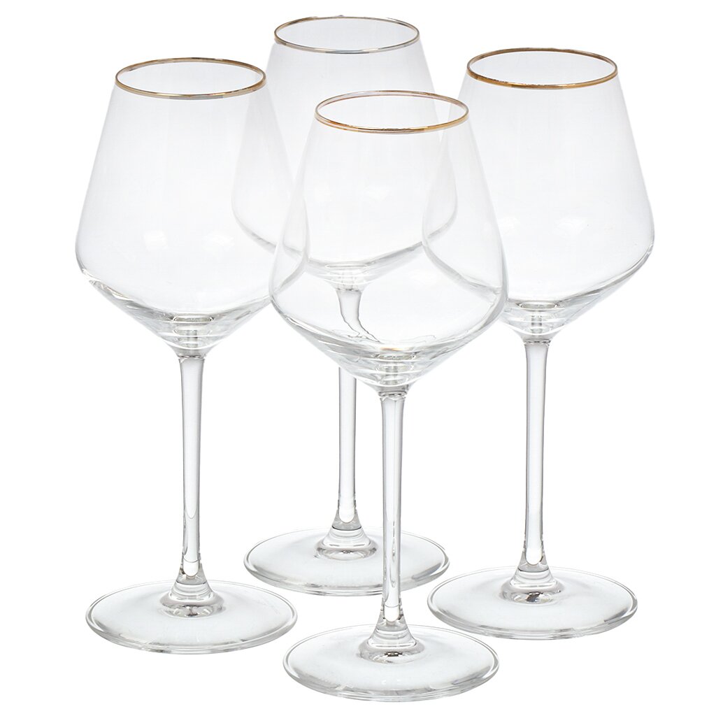 Бокал для вина, 350 мл, стекло, 4 шт, Cristal D'Arques, Ultime Bord Or, P7630 бокал для шампанского 200 мл стекло декостек рубин 440270 н7