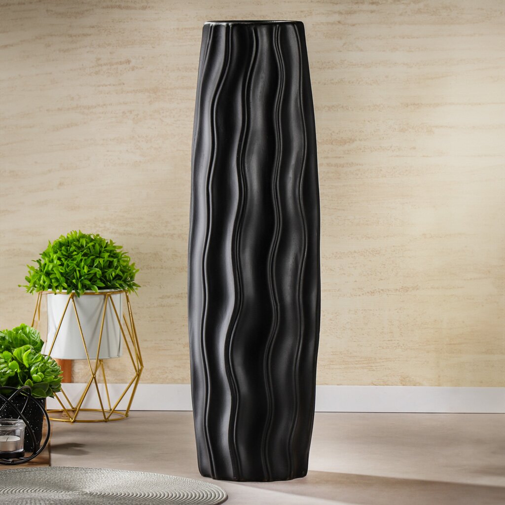 Ваза для сухоцветов керамика, напольная, 60 см, Ламанш, Y4-7268-2, черная ваза для сухо ов керамика настольная 36 см горизонтальные полосы черная