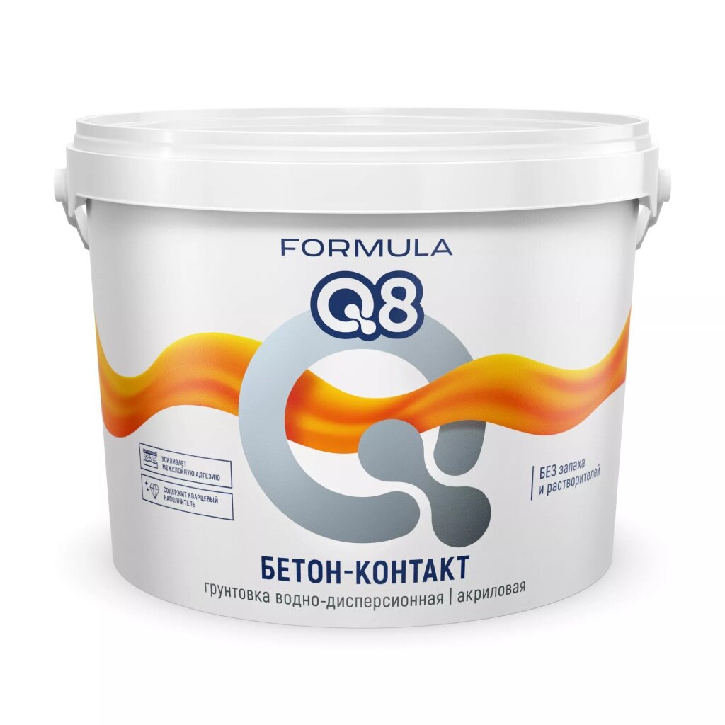 Грунтовка воднодисперсионная, акриловая, Formula Q8, бетоноконтакт, 1.4 кг