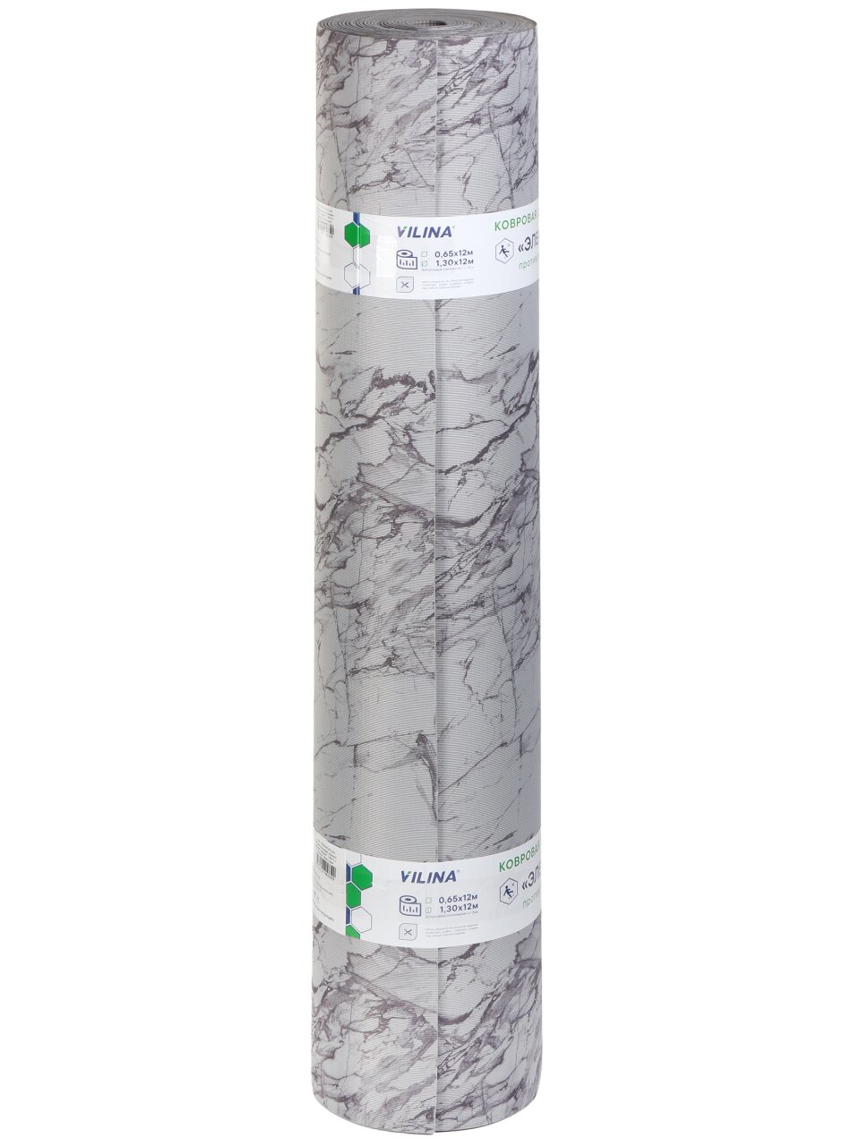 Коврик для ванной, антискользящий, 1.3х12 м, вспененный ПВХ с тканевым покрытием, темно-серый, Вилина, 7168-zebra_brown, мрамор