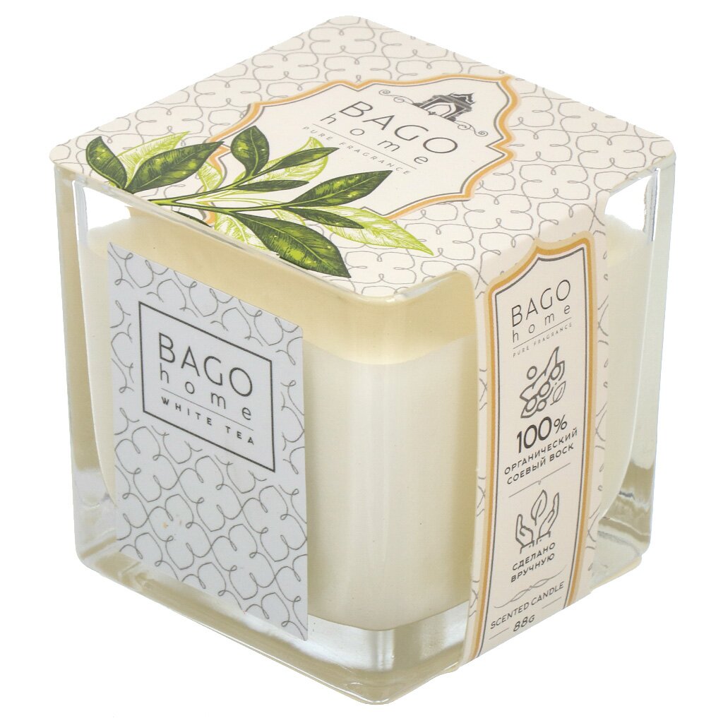Свеча декоративная ароматическая, в стакане, Белый чай, 88 гр, BGT0202 ароматическая свеча волшебная страна