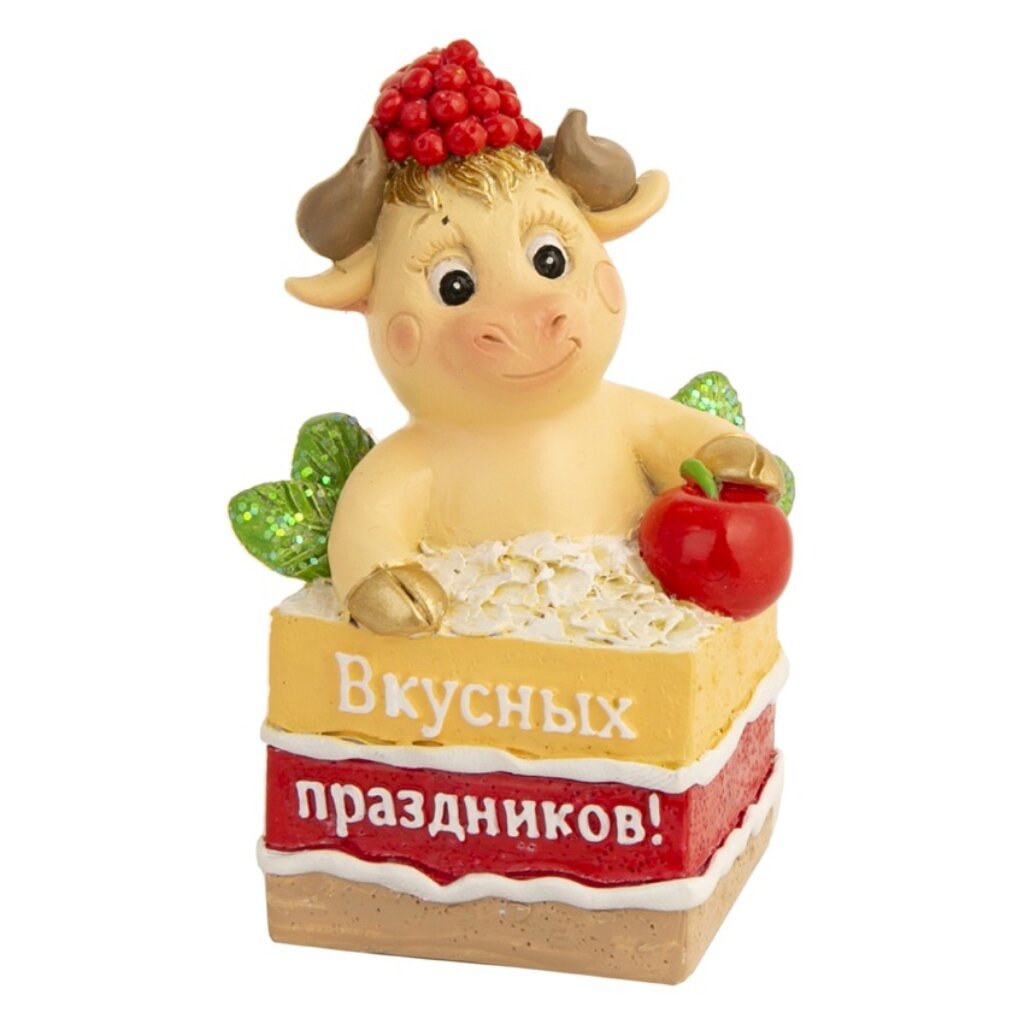 Фигурка декоративная Бычок в торте, 5х4.5х8 см, 81595