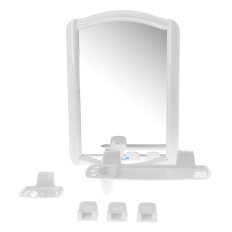Зеркало 35х52 см, прямоугольное, снежно-белое, с полочкой, Berossi, НВ 04601000