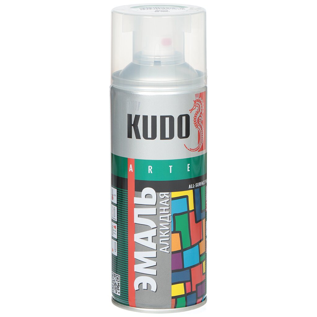 Эмаль аэрозольная, KUDO, универсальная, алкидная, глянцевая, зеленая, 520 мл, KU-10081 универсальная аэрозольная краска эмаль starfix