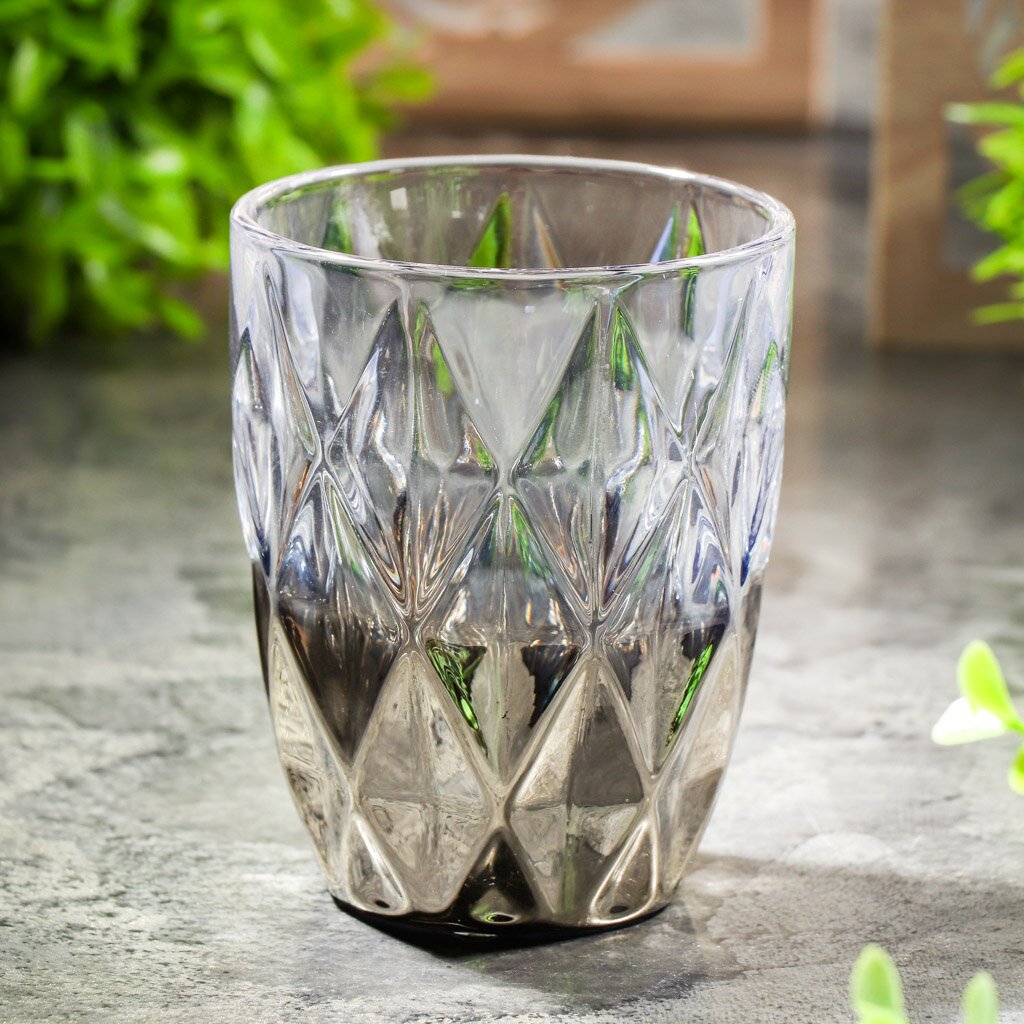 Стакан 250 мл, стекло, Омбре Графит, Y4-6293 стакан стеклянный с крышкой и трубочкой бьорн 450 мл прозрачный 9×15 см прозрачный