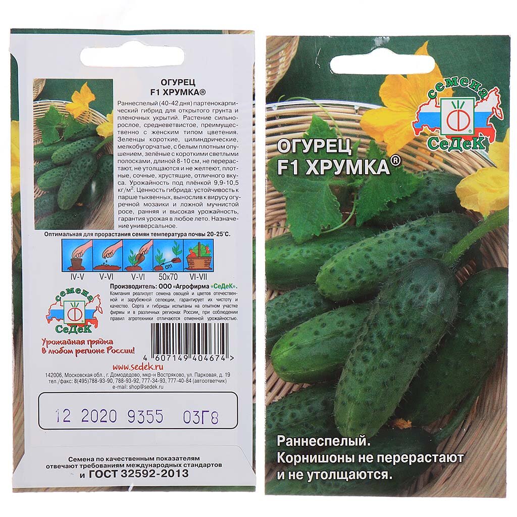 Семена Огурец, Хрумка F1, 0.3 г, цветная упаковка, Седек
