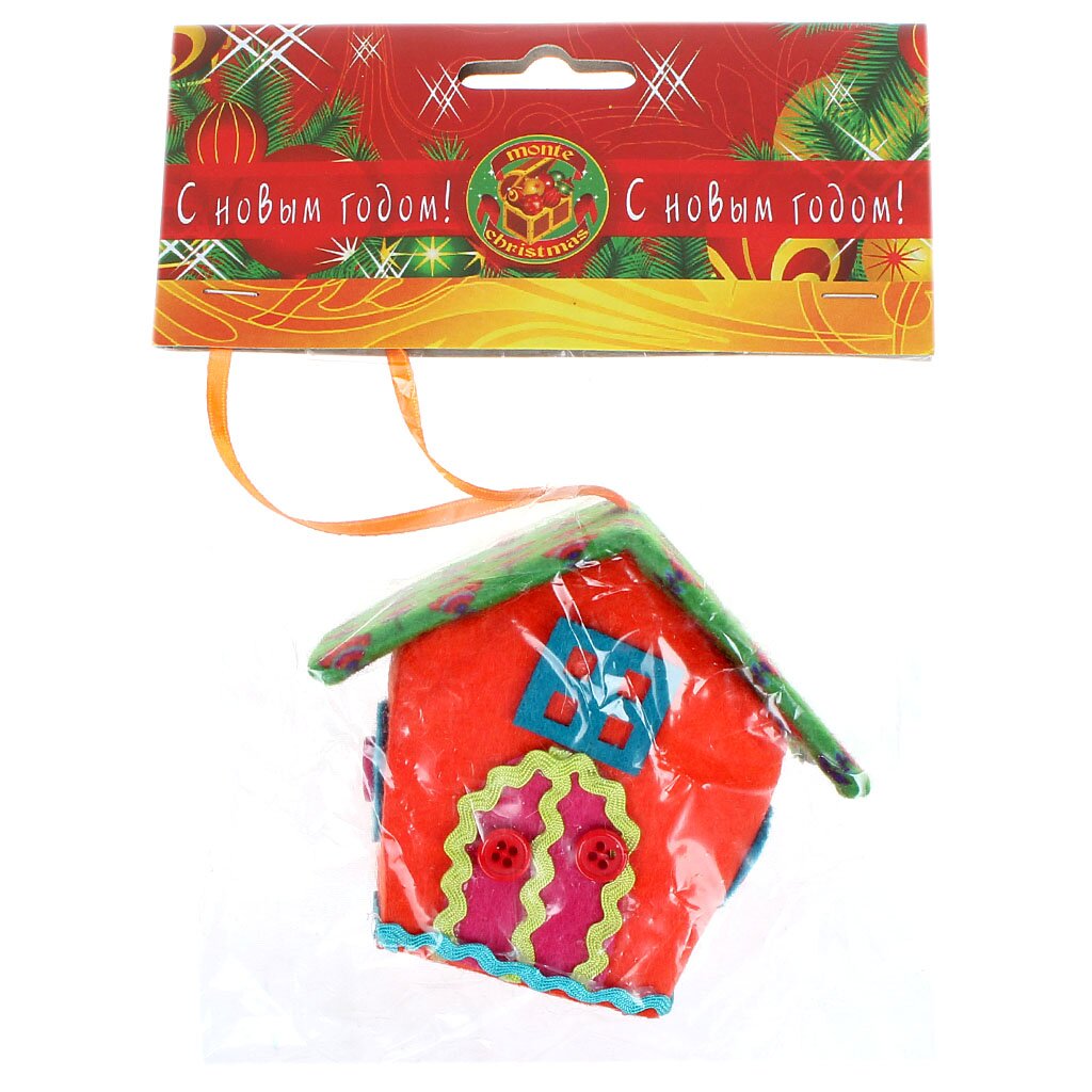 Елочное украшение Monte Christmas, Избушка, красно-зеленое, 9.5 см, подарочная упаковка с хедером, N6090146