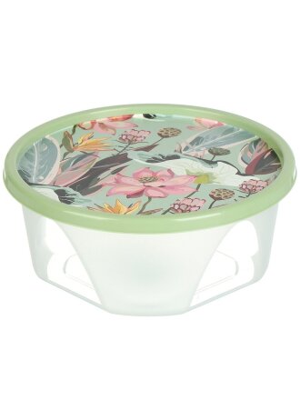 Контейнер пищевой пластик, 1.4 л, 17.9х8 см, зеленый, круглый, Homver, Botanica, 222133118/08