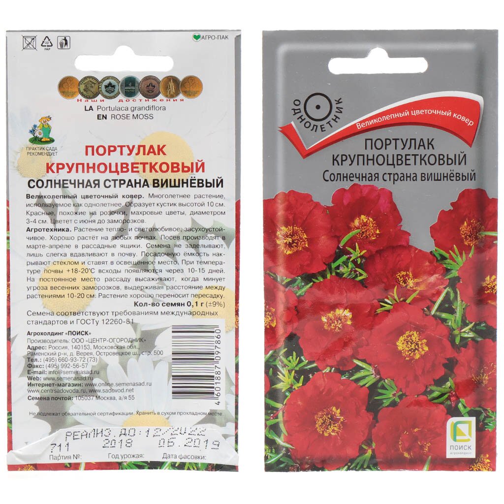 Семена Цветы, Портулак, Крупноцветковый Солнечная страна вишнёвый, 0.1 г, цветная упаковка, Поиск